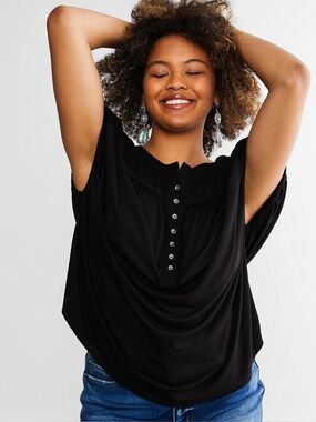 BKE Black Henley Swing Top